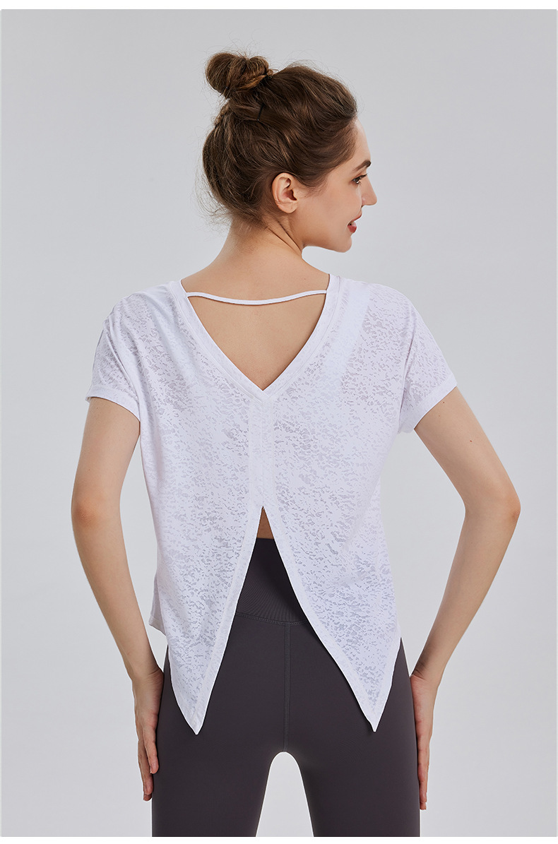 Womens Burnout Yoga T-Shirt Short Sleeve Athletic Top